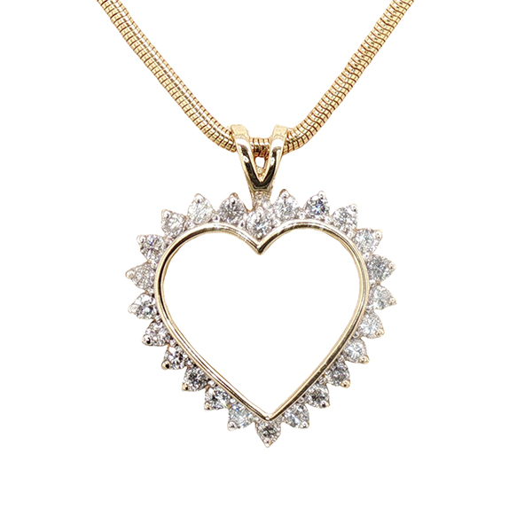 14K Diamond Heart Pendant on Snake Chain